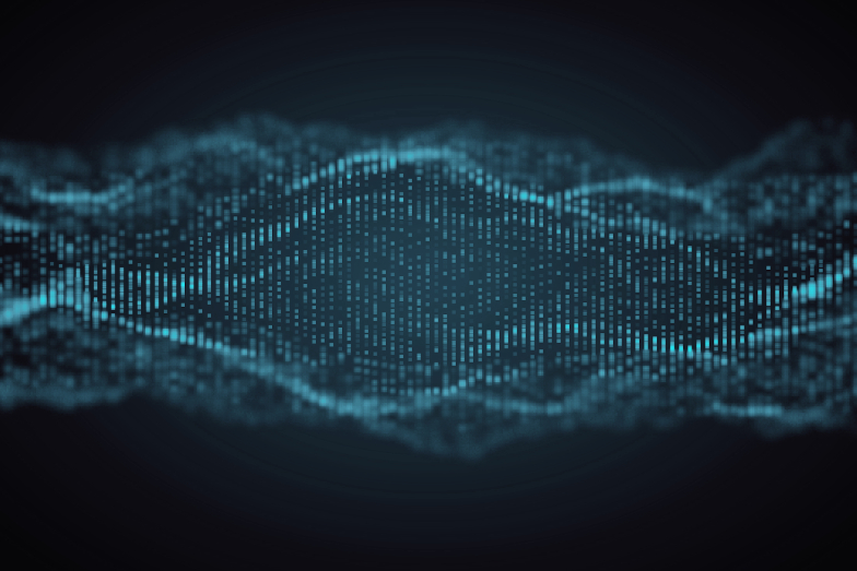 Symbolbild Bundescloud: wellenförmig angeordnete leuchtende Punkte auf blauem Technik-Hintergrund. (Quelle: Getty Images / A-R-T-I-S-T) Symbolbild Bundescloud: wellenförmig angeordnete leuchtende Punkte auf blauem Technik-Hintergrund.