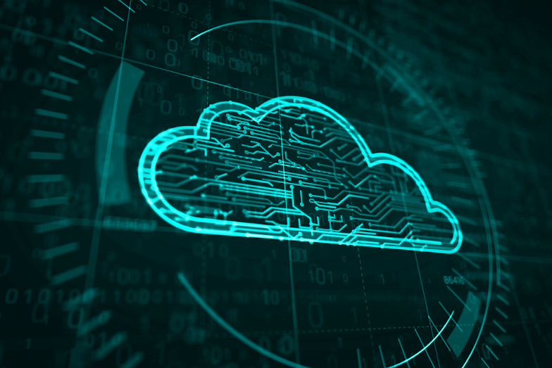 Illustration E-Akte: digitales Cloudsymbol als Symbol für die Bundescloud