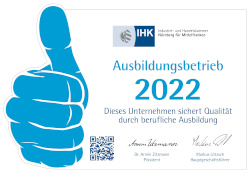 Auszeichnung der Industrie- und Handelskammer (IHK) - offizieller Ausbildungsbetrieb 2022
