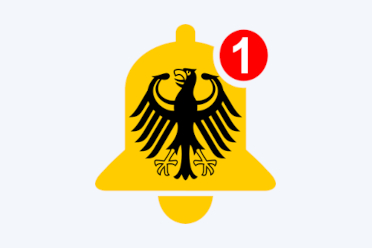 Glockensymbol mit Bundesadler und der Ziffer 1 für eine eingegangene Nachricht. Glockensymbol mit Bundesadler und der Ziffer 1 für eine eingegangene Nachricht.