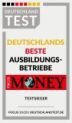 Logo "Deutschlands beste Ausbildungsbetriebe 2023. www.deutschlandtest.de. Focus Money"